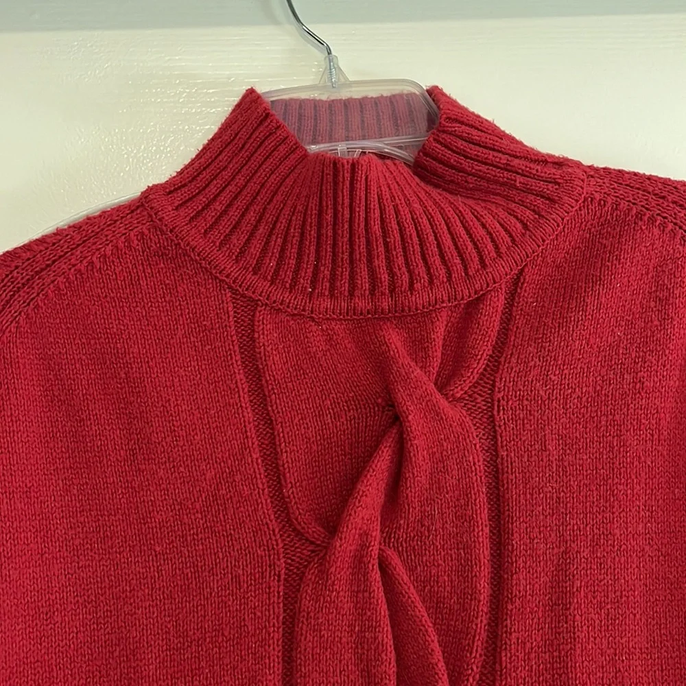 Zenergy ( by Chicos) red sweater poncho in S/M. High collar. Machine washable. - Picture 3 of 5